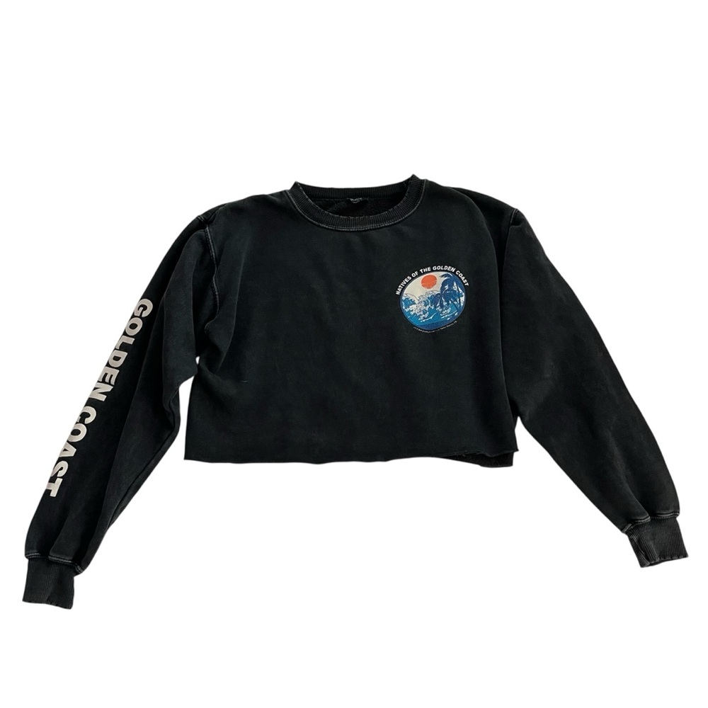 John Galt Brandy Melville Cropped Distressed Golden Coast Sweatshirt- One Size